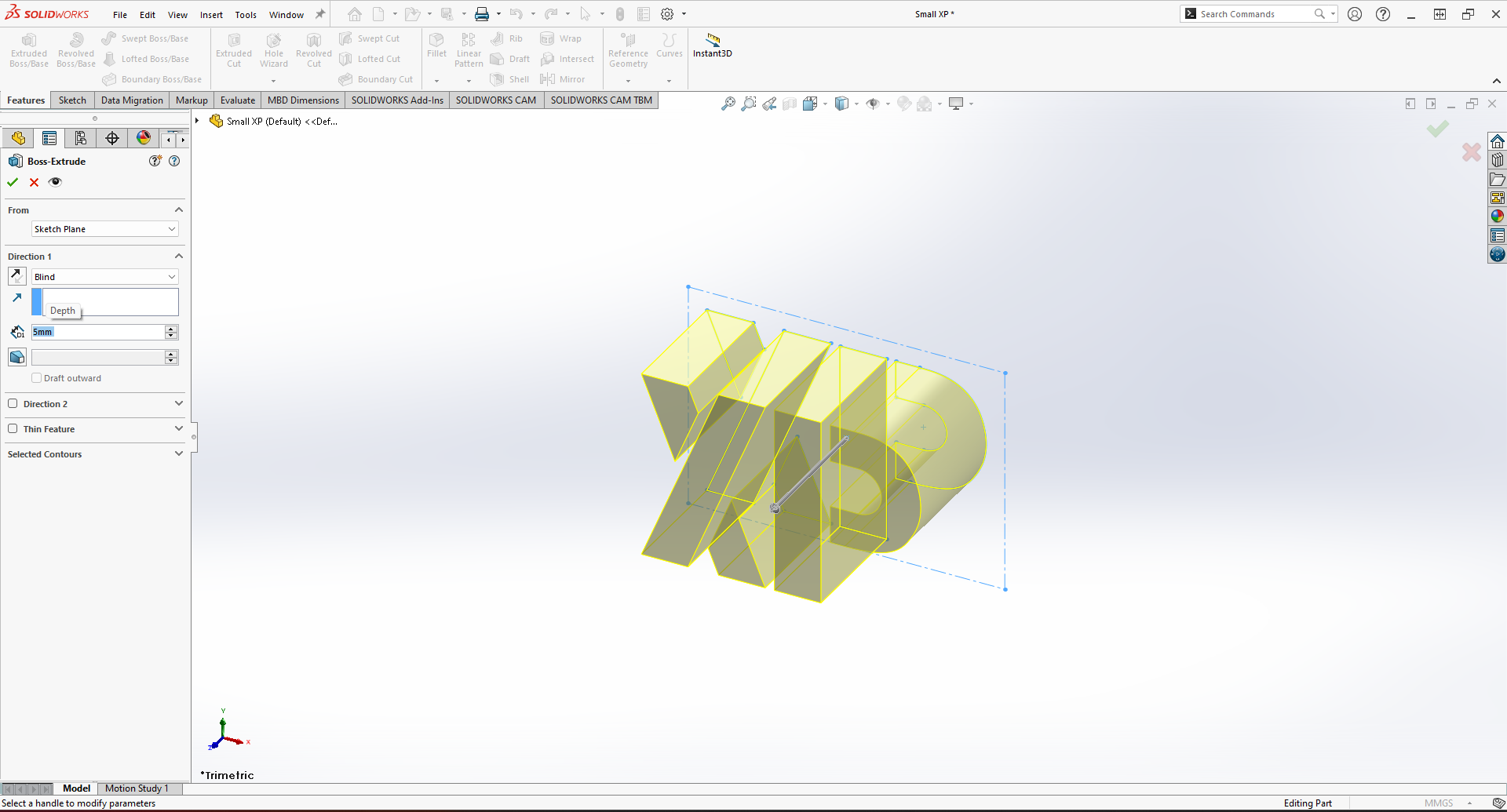 le plan en train de se faire extruder dans le logiciel spécialiser